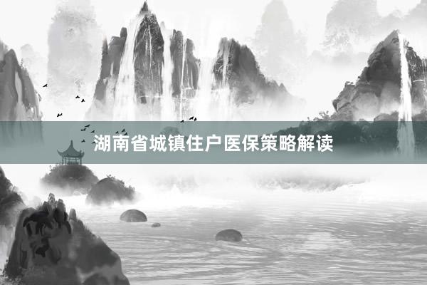 湖南省城镇住户医保策略解读