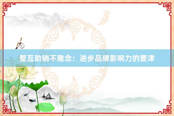 整互助销不雅念：进步品牌影响力的要津